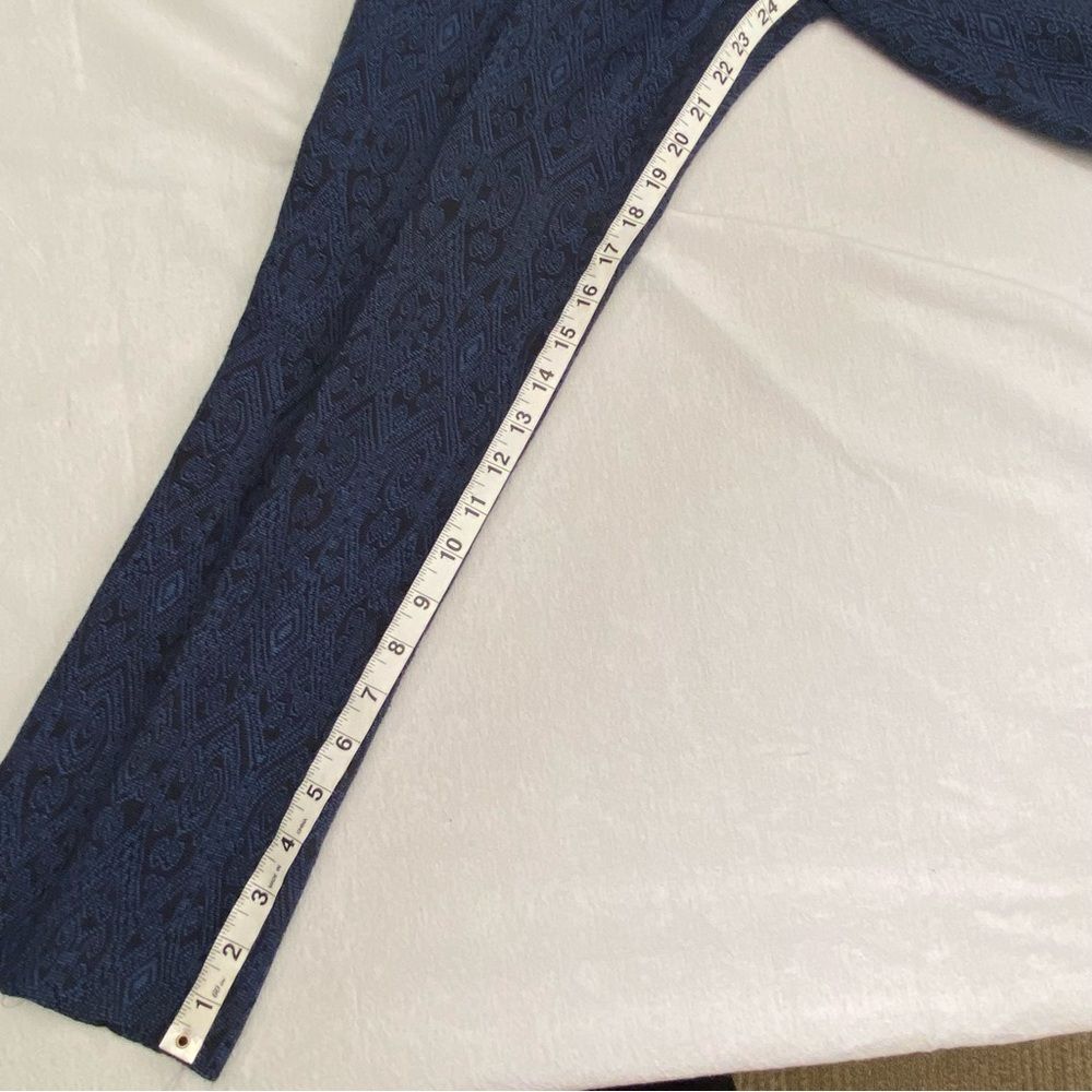 Zara Damask Print Slim Ankle Pants Blue Black Jacquard XS - Picture 7 of 12